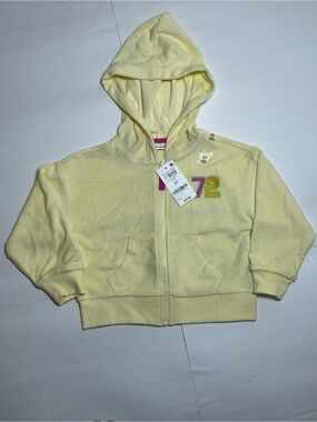 Epic Threads Pale Yellow Hooded Zip Terry Jacket with '72' Patch